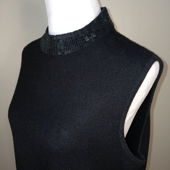 GOOD CLOTHES BLACK SLEEVELESS SWEATER, MOCK NECK WITH SEQUINS, SIZE LARGE - Picture 6 of 6